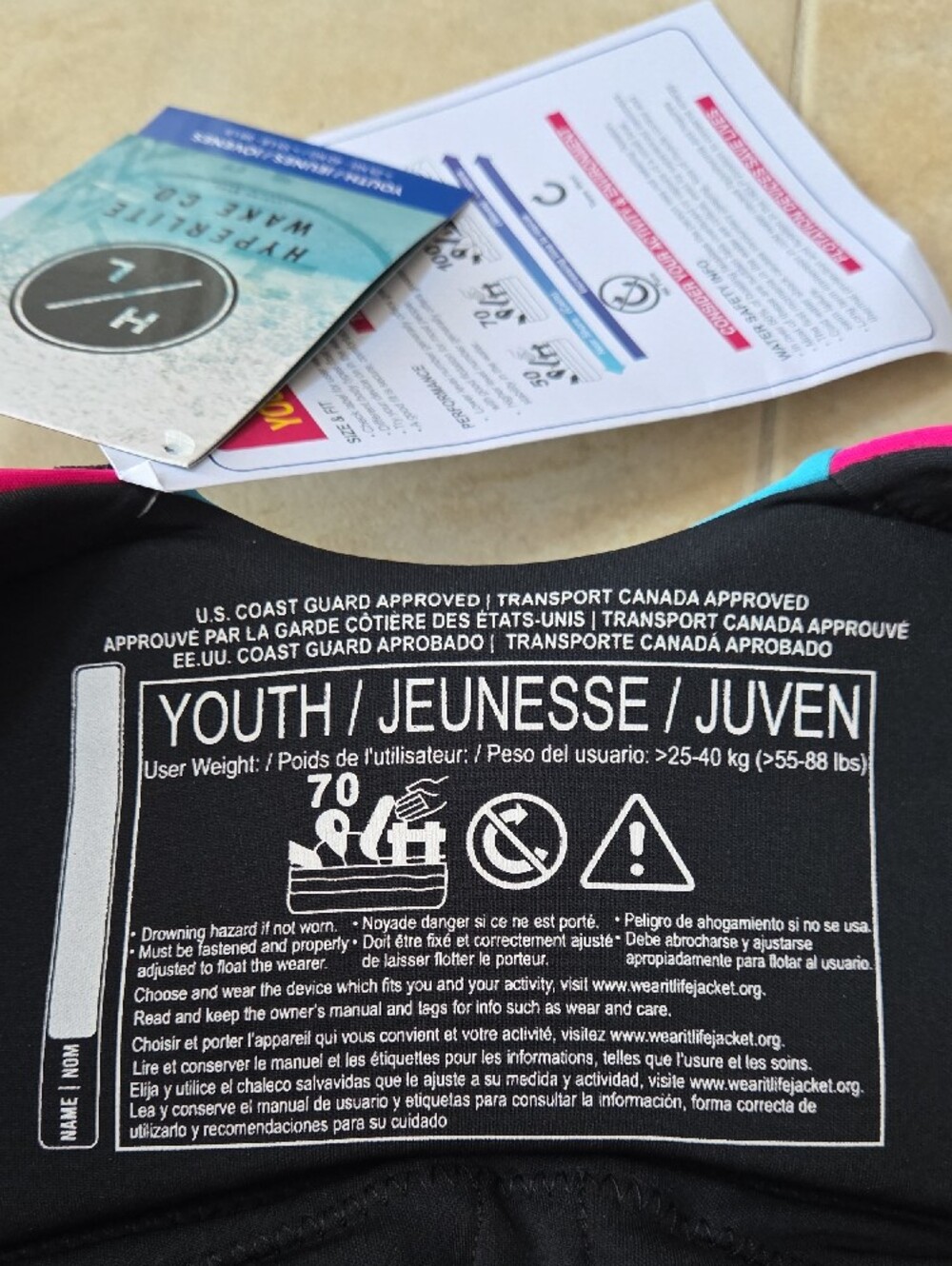 Hyperlite Kids' Pink & Blue Life Jacket - Youth Swim Vest - Picture 3 of 9